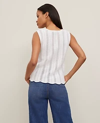 Ann Taylor Crochet Sweater Shell Top Size Medium White Women's