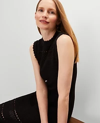 Ann Taylor Petite Crochet Midi Dress Size Medium Black Women's