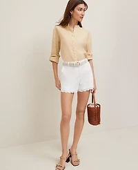 Ann Taylor The Petite Scalloped Short White Women's