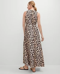 Ann Taylor Animal Print Halter Maxi Dress _Black Women's