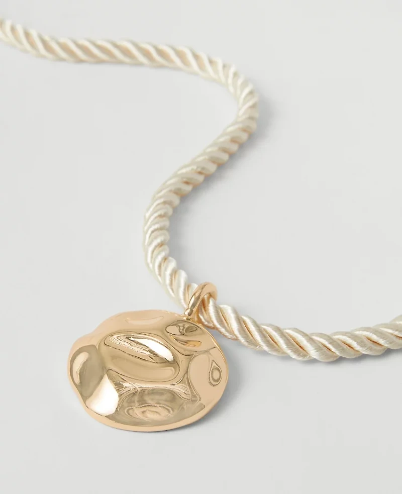 Ann Taylor Metal Rope Pendant Necklace Goldtone Women's