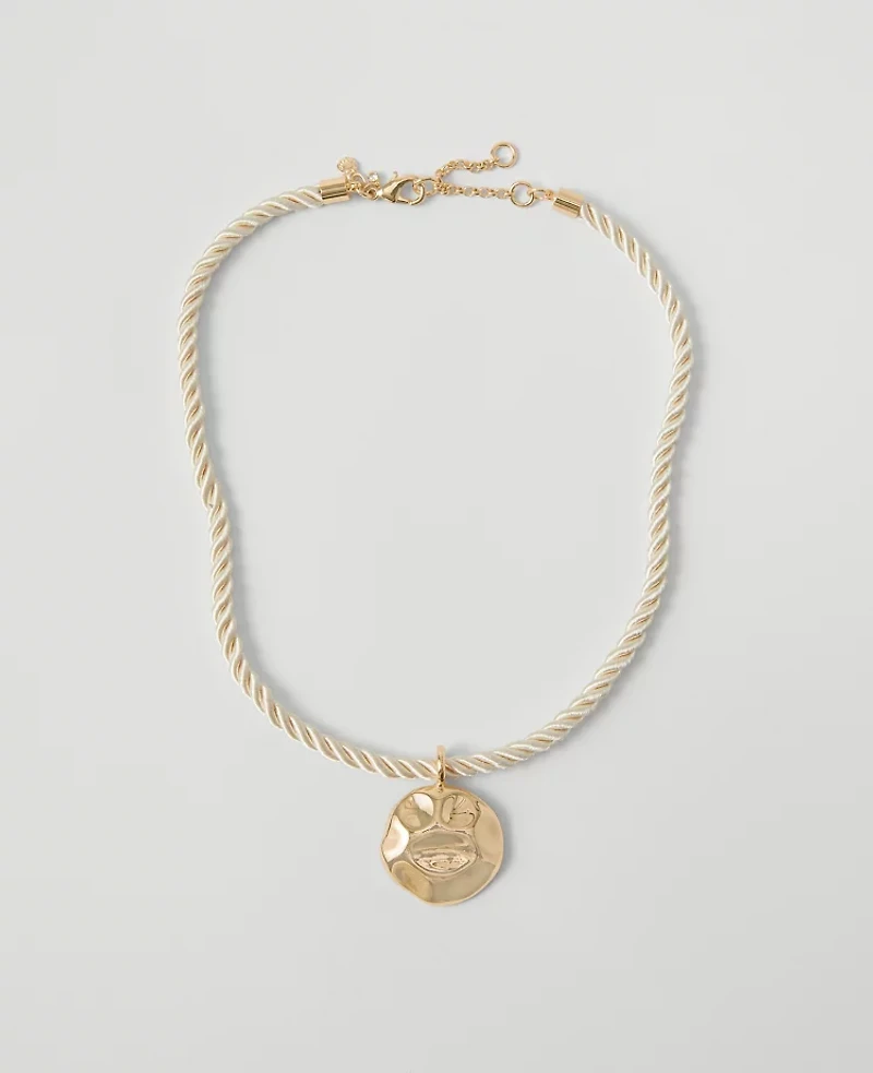 Ann Taylor Metal Rope Pendant Necklace Goldtone Women's