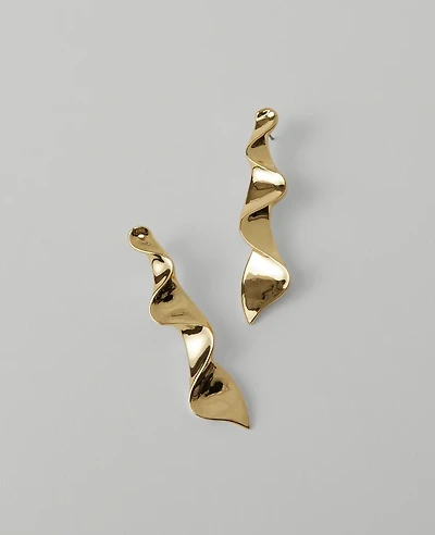 Ann Taylor Wavy Metal Drop Earrings Goldtone Women's