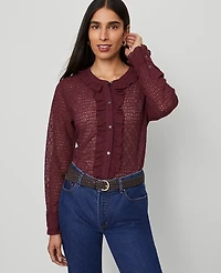 Ann Taylor Lace Ruffle Trim Blouse Women's