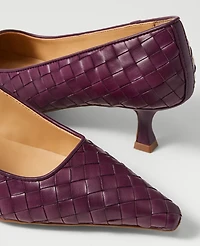 Ann Taylor Woven Nip Toe Kitten Heel Pumps Plum Rose Women's
