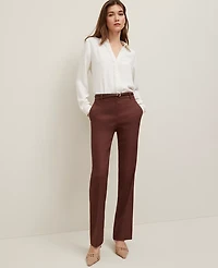 Ann Taylor The Sophia Straight Pant Linen Twill Rich Walnut Women's