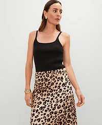 Ann Taylor Petite Ribbed Scoop Neck Tank Top Black Women's