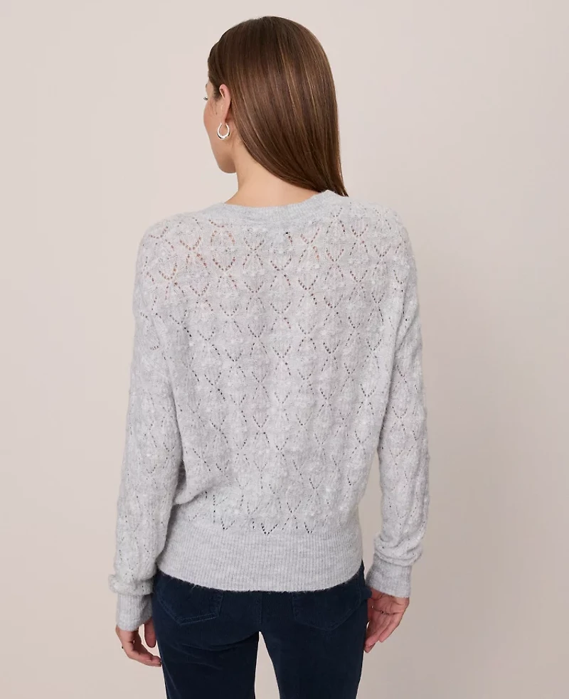Ann Taylor Weekend Collection Pointelle Henley Sweater Women's