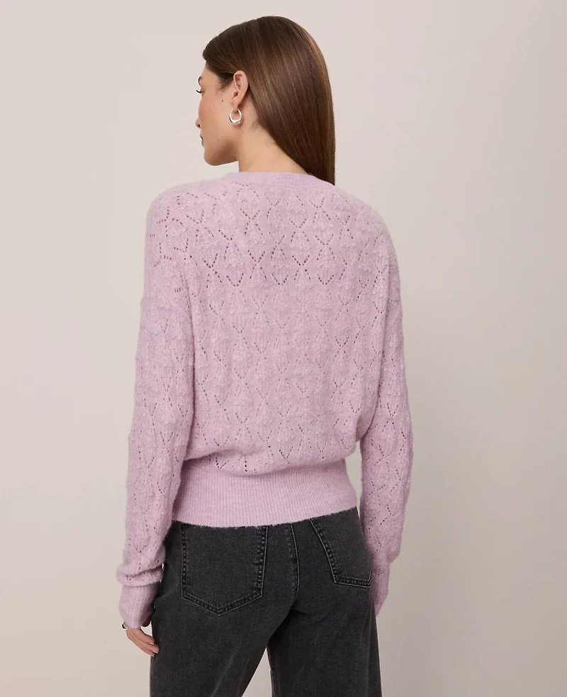 Ann Taylor Weekend Collection Pointelle Henley Sweater Women's