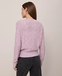 Ann Taylor Weekend Collection Pointelle Henley Sweater Women's