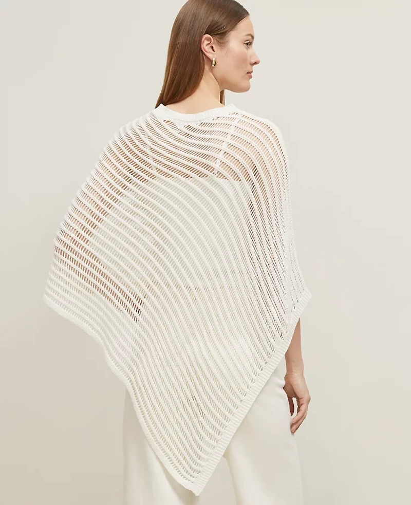 Ann Taylor Crochet Poncho Size XS/S Winter White Women's