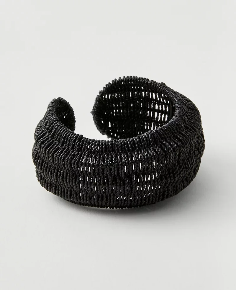 Ann Taylor Raffia Cuff Bracelet Black Women's