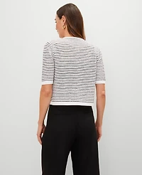Ann Taylor Petite Metallic Striped Cardigan White Women's