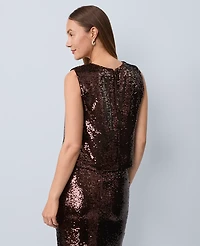 Ann Taylor Studio Collection Sequin Trimmed Shell Top Pure Chocolate Women's