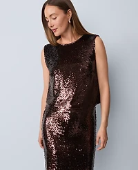 Ann Taylor Studio Collection Sequin Trimmed Shell Top Pure Chocolate Women's