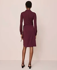 Ann Taylor Collared Knit Wrap Dress Size 2 Poised Plum Women's