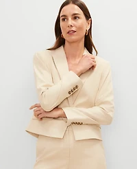 Ann Taylor The Notched One Button Blazer in Seasonless Stretch Size 10 Sands Edge Women's
