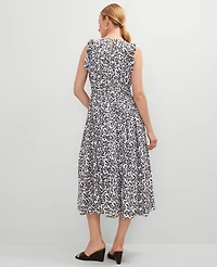 Ann Taylor Floral Ruffle Midi Dress Black Women's