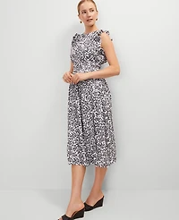 Ann Taylor Floral Ruffle Midi Dress Black Women's