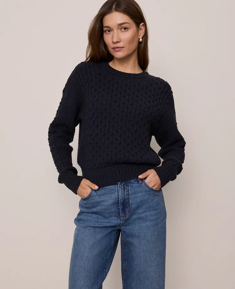 Ann Taylor Weekend Collection Popcorn-Stitch Cable Sweater Women's
