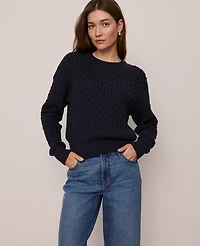 Ann Taylor Weekend Collection Popcorn-Stitch Cable Sweater Women's