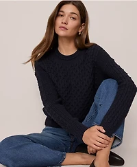 Ann Taylor Weekend Collection Popcorn-Stitch Cable Sweater Women's