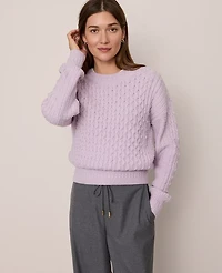 Ann Taylor Weekend Collection Popcorn-Stitch Cable Sweater Women's