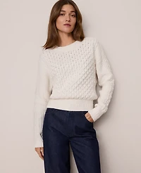 Ann Taylor Weekend Collection Popcorn-Stitch Cable Sweater Women's