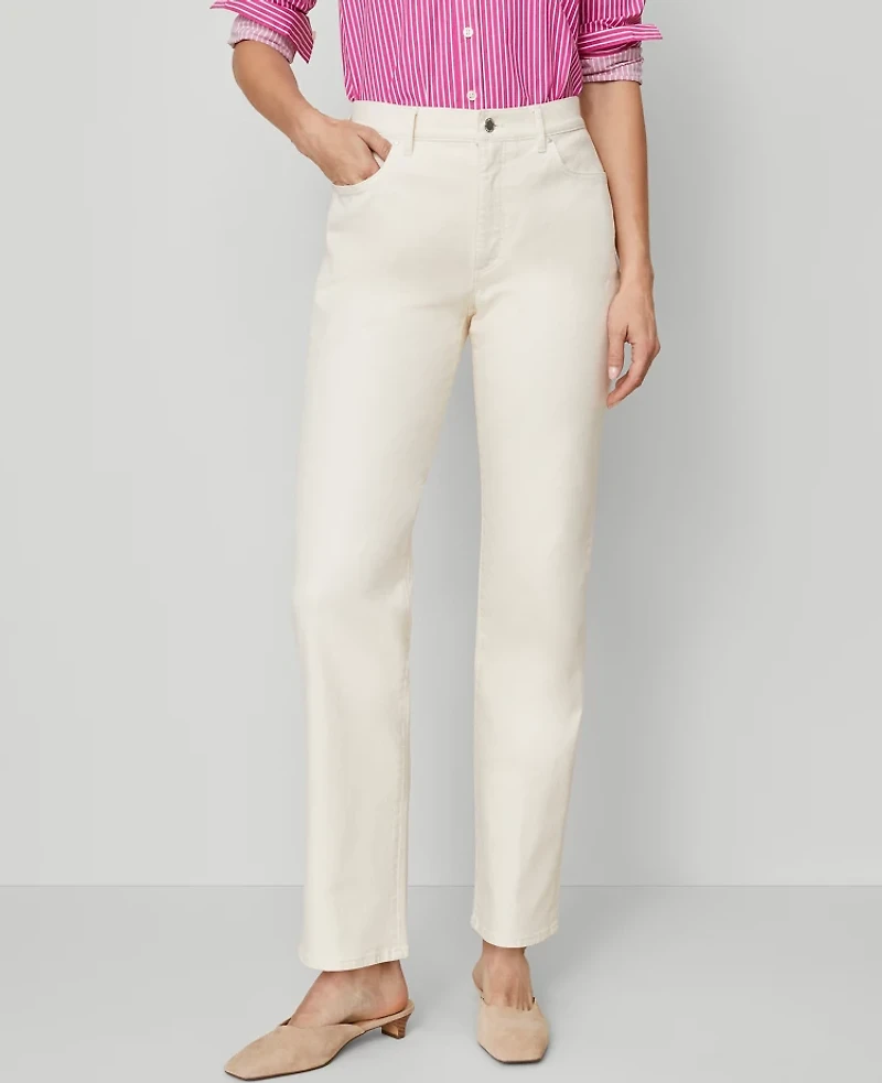 Ann Taylor The Petite Perfect Straight Jean Ivory Women's