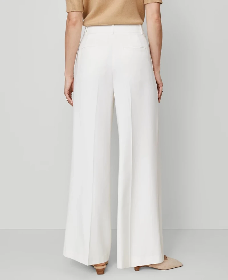 Ann Taylor The Petite Modern Wide-Leg Trouser Pant Winter White Women's