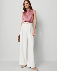 Ann Taylor The Petite Modern Wide-Leg Trouser Pant Winter White Women's