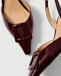 Ann Taylor Patent Pointy Toe Slingback Pumps Dark Burgundy Women's