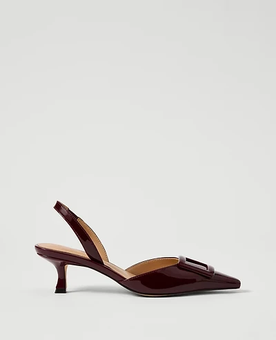 Ann Taylor Patent Pointy Toe Slingback Pumps Dark Burgundy Women's