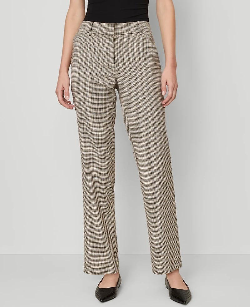 Ann Taylor The Petite Straight Pant Plaid Copper/Cream Multi Women's