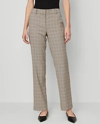 Ann Taylor The Petite Straight Pant Plaid Copper/Cream Multi Women's