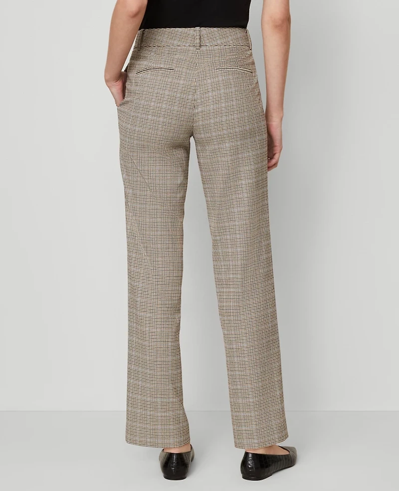 Ann Taylor The Petite Straight Pant Plaid Copper/Cream Multi Women's