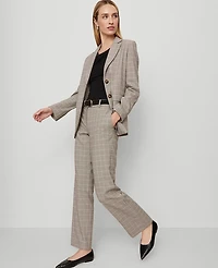 Ann Taylor The Petite Straight Pant Plaid Copper/Cream Multi Women's