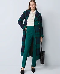 Ann Taylor Plaid Fitted Double Breasted Coat Rainforest Women's
