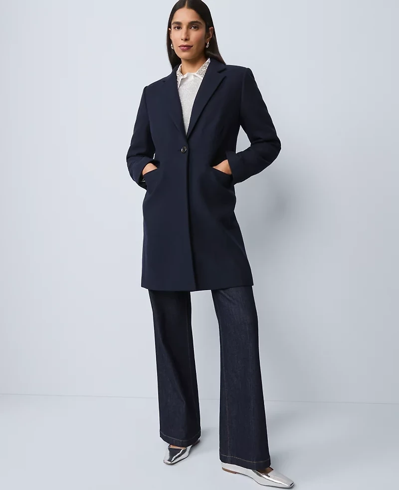 Ann Taylor Chesterfield Coat Night Sky Women's