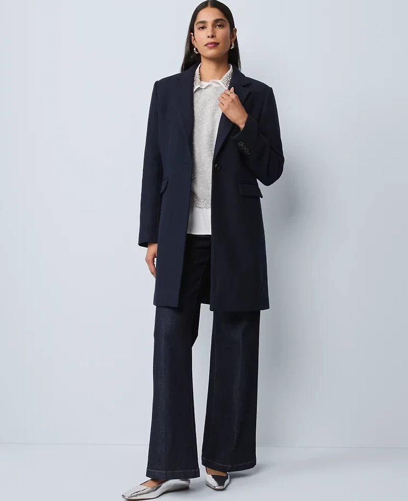 Ann Taylor Chesterfield Coat Night Sky Women's