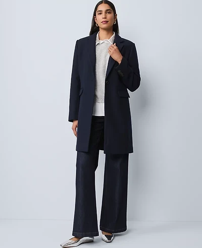 Ann Taylor Chesterfield Coat Night Sky Women's