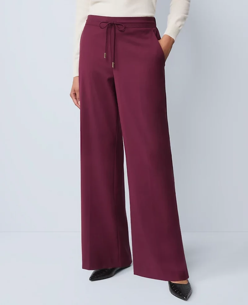 Ann Taylor Petite Wide-Leg Jogger Pant Size XS Windsor Wine Women's