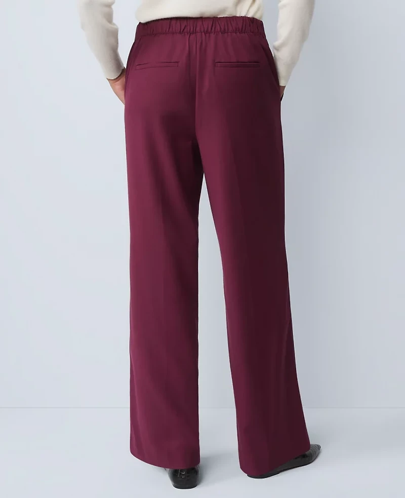 Ann Taylor Petite Wide-Leg Jogger Pant Size XS Windsor Wine Women's