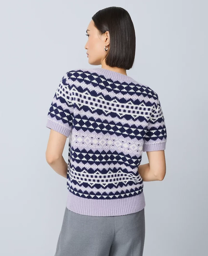 Ann Taylor Fair Isle Sweater T-Shirt Lavender Bouquet Women's