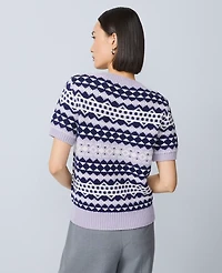 Ann Taylor Fair Isle Sweater T-Shirt Lavender Bouquet Women's