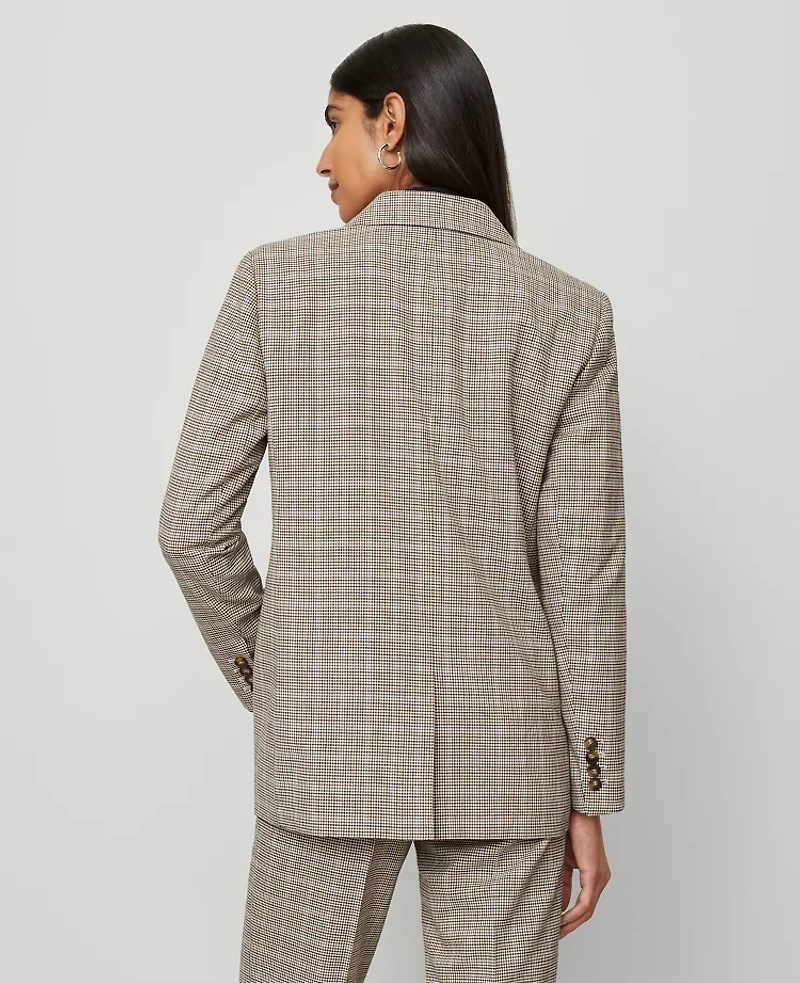 Ann Taylor The Petite Madison Blazer Plaid Copper/Cream Multi Women's