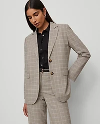 Ann Taylor The Petite Madison Blazer Plaid Copper/Cream Multi Women's