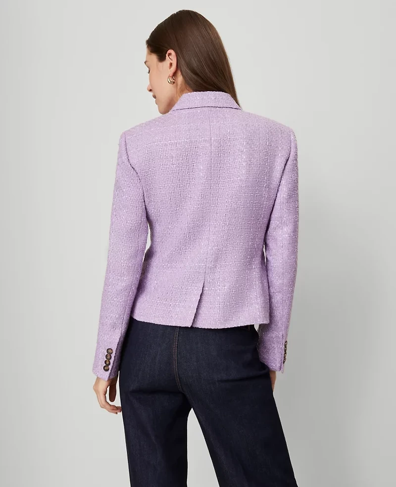 Ann Taylor The Petite Newbury Blazer in Tweed Size 8 Lavender Petal Women's