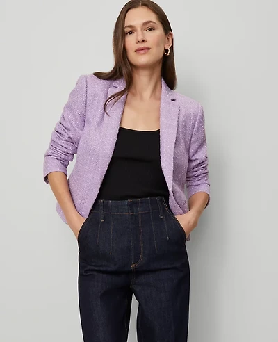 Ann Taylor The Petite Newbury Blazer in Tweed Size 8 Lavender Petal Women's