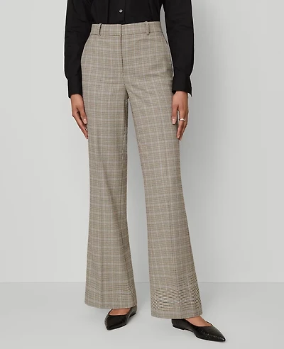 Ann Taylor The Petite Flare Trouser Pant Plaid - Curvy Fit Copper/Cream Multi Women's